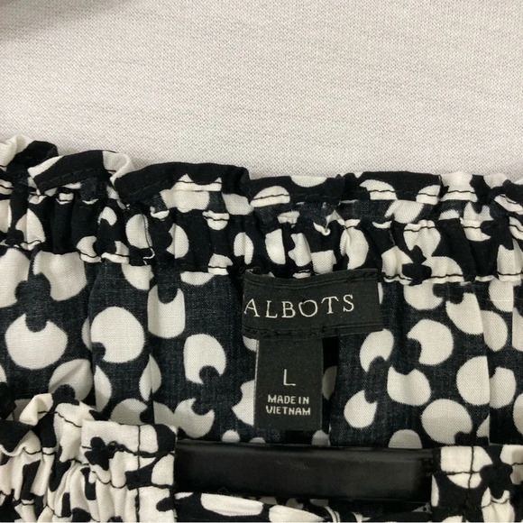 Talbots Black White Floral Tie Front Ultra Soft Rayon Blouse size Large - Picture 2 of 9